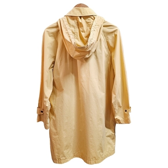 London Fog Soft Yellow Trench Coat With Detachable Hood Size Medium Pockets - Picture 7 of 14